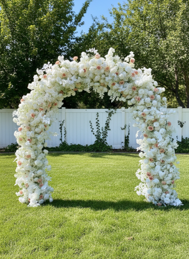 White & Blush Rose U Arch | Proposal, Wedding, Event Decoration