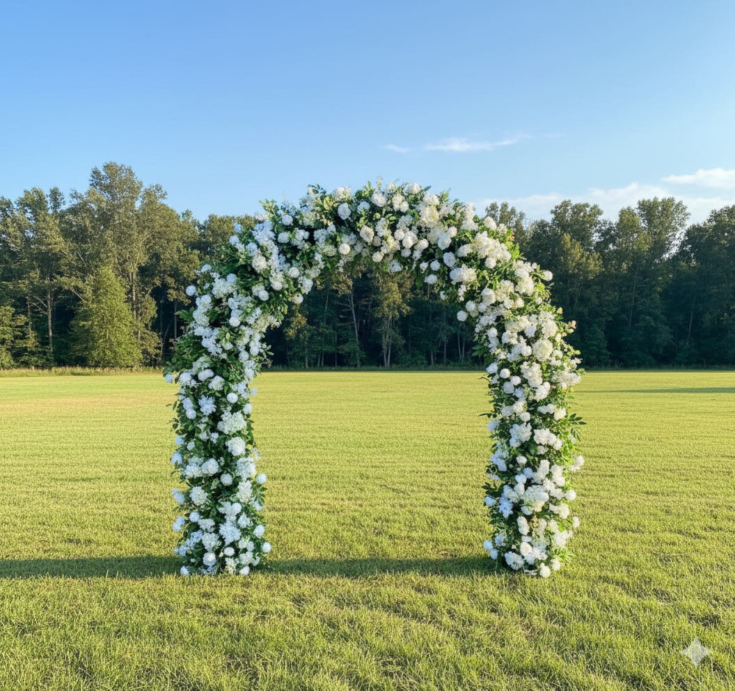 White Rose & Hydrangea U Arch | Proposal, Wedding, Event Decoration