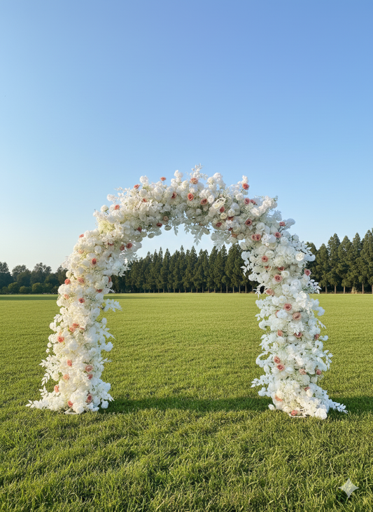 White & Blush Rose U Arch | Proposal, Wedding, Event Decoration