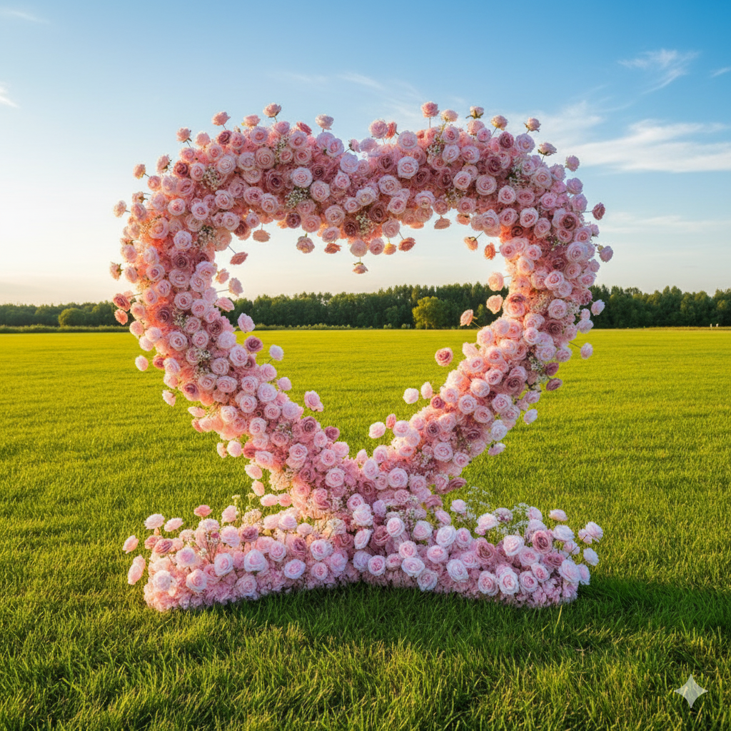 Pink Rose Heart Arch | Proposal, Wedding, Event Decoration