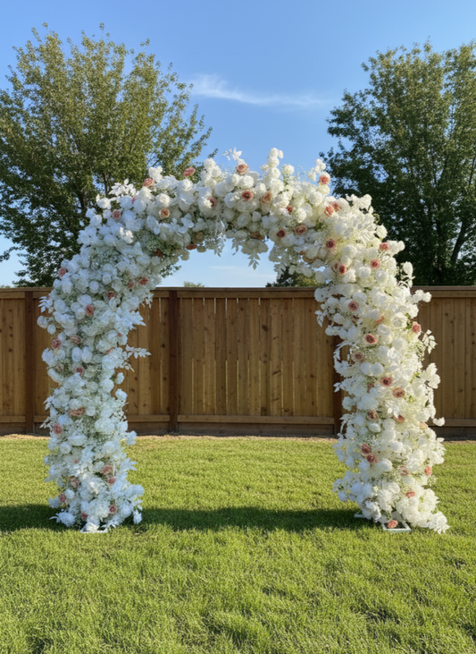 White & Blush Rose U Arch | Proposal, Wedding, Event Decoration