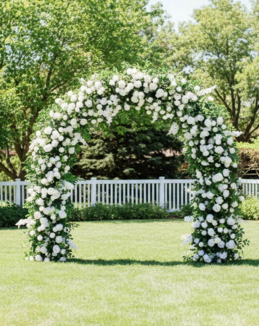 White Rose & Hydrangea U Arch | Proposal, Wedding, Event Decoration