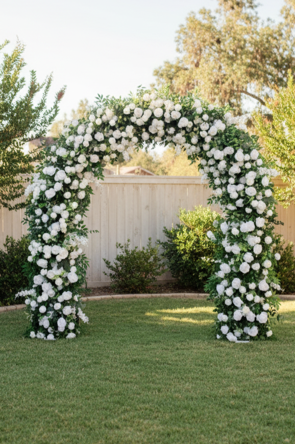 White Rose & Hydrangea U Arch | Proposal, Wedding, Event Decoration