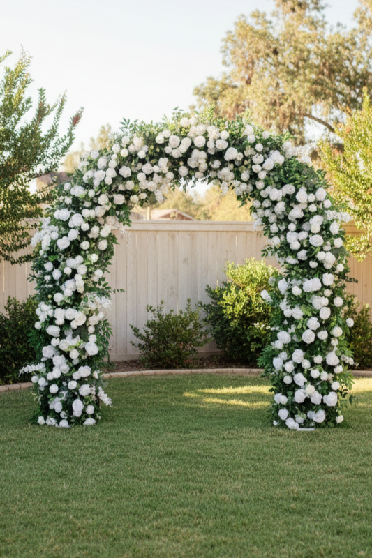 White Rose & Hydrangea U Arch | Proposal, Wedding, Event Decoration